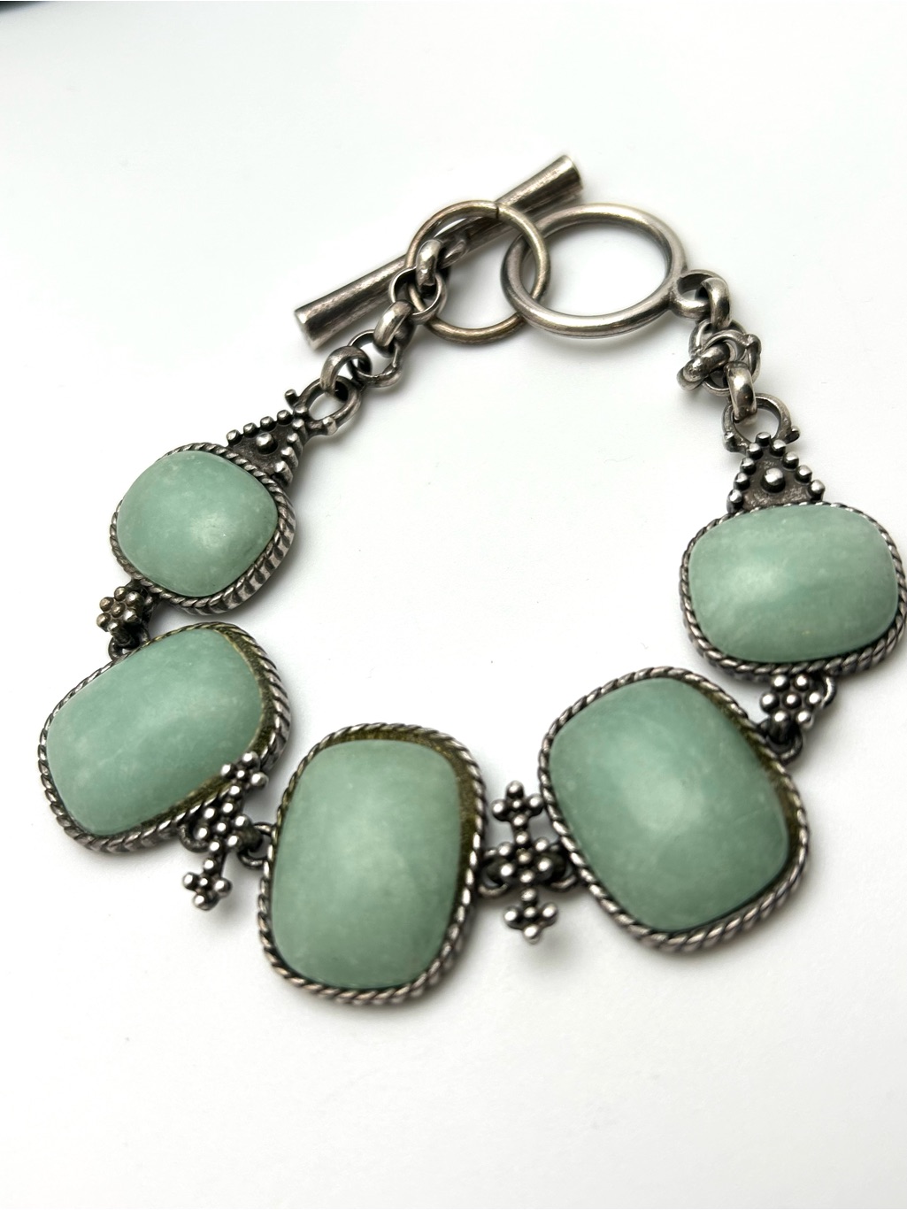Lucky Brand Green And Silver Link Toggle Bracelet